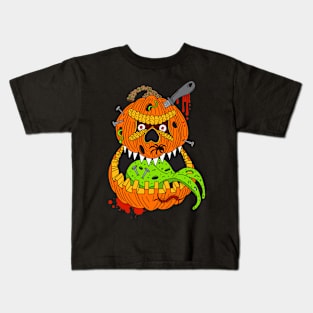 Evil Halloween Pumpkin Character Kids T-Shirt